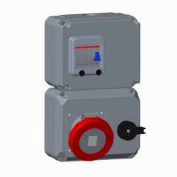 Розетка с рубильником, механической блокировкой и УЗО 463MPR6W, 63А, 3Р+N+Е, IP67, 6ч