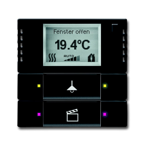 6128/01-885-500 Терморегулятор KNX с дисплеем и сенсором, 2/4-клавишный, чёрный бархат