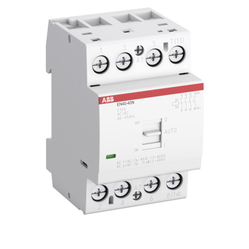 Контактор EN40-40N-06 модульный с ручным управлением (40А АС-1, 4НО), катушка 230В AC/DC