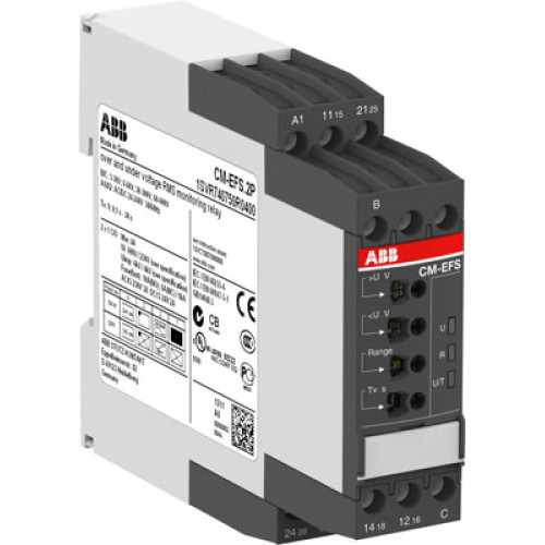 Однофазное реле контроля напряжения CM-EFS.2S (AC/DC (Umin 3В, Umax 600В AC) c реле времени, питание 24-240В AC/DC, 2ПК, винтовые кл