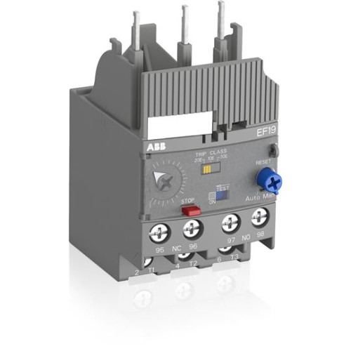 Реле перегрузки электронное EF19-2,7 диапазон уставки 0,8-2,7А для контакторов AF09-AF38, класс перегрузки 10, 20, 30