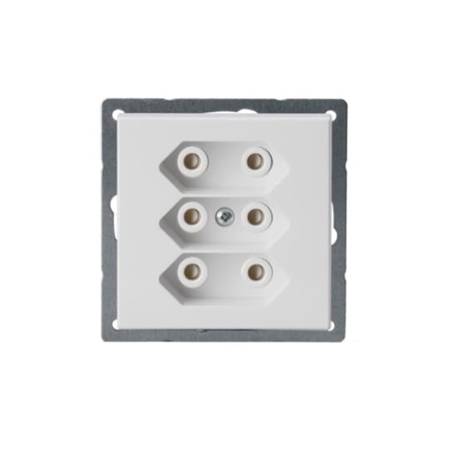 Розетка 3*EuroSocket 6А 230В, без заземления, белый