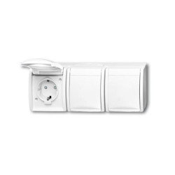 Розетка Schuko 16А, 250В, защитные шторки, безвинтовые клеммы, крышка, IP44, Ocean, белый