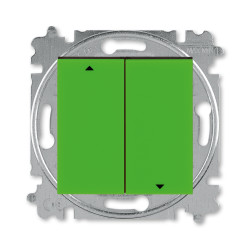 Выключатель жалюзи двухклавишный ABB Levit без фиксации клавиш зелёный / дымчатый чёрный