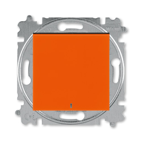 Переключатель одноклавишный с подсветкой ABB Levit ориентационная оранжевый / дымчатый чёрный