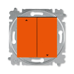 Выключатель жалюзи двухклавишный ABB Levit без фиксации клавиш оранжевый / дымчатый чёрный