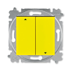 Выключатель жалюзи двухклавишный ABB Levit без фиксации клавиш жёлтый / дымчатый чёрный