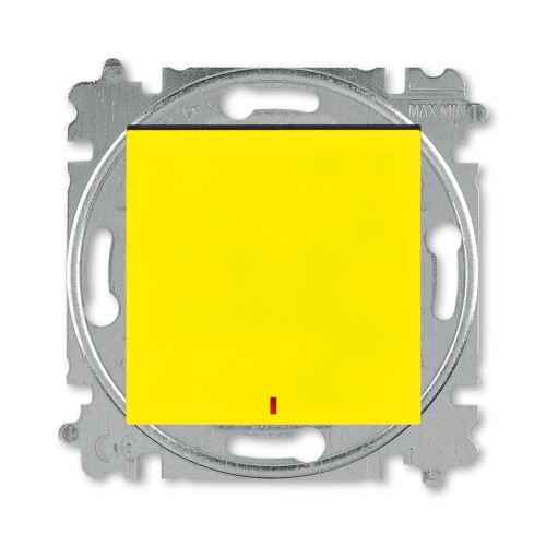 Переключатель одноклавишный с подсветкой ABB Levit контрольная жёлтый / дымчатый чёрный