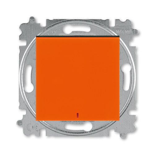 Переключатель одноклавишный с подсветкой ABB Levit контрольная оранжевый / дымчатый чёрный